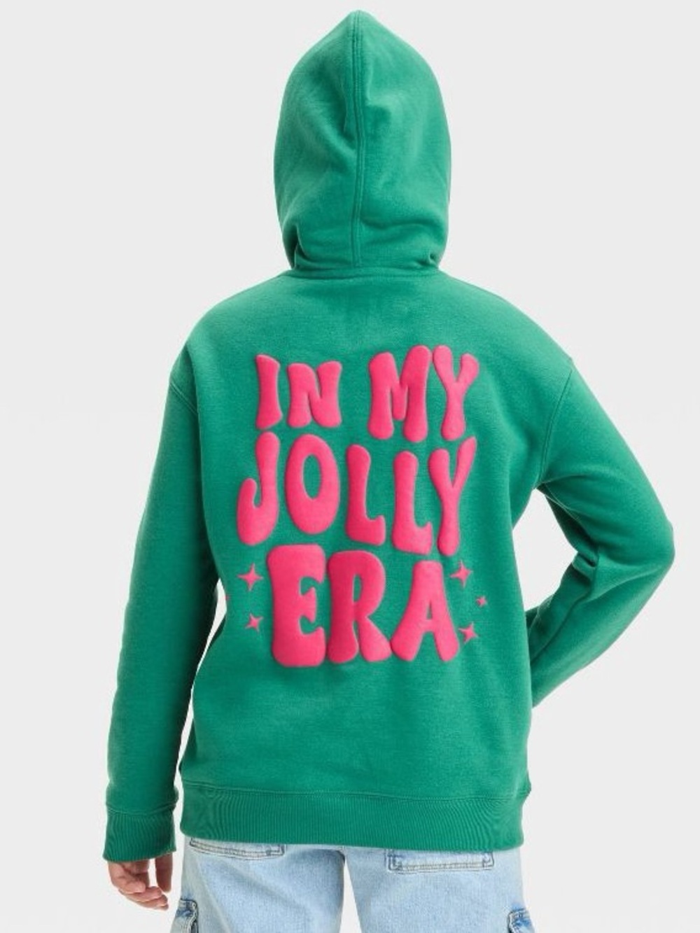 Art Class Girls' Holiday "In My Jolly Era" Fleece Hoodie Sweatshirt - Green S